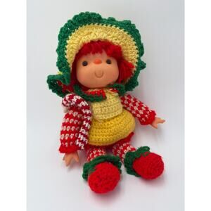 Vintage Crochet Holiday Doll | Handmade 1980s | Candy Cane | 12” | Others Listed